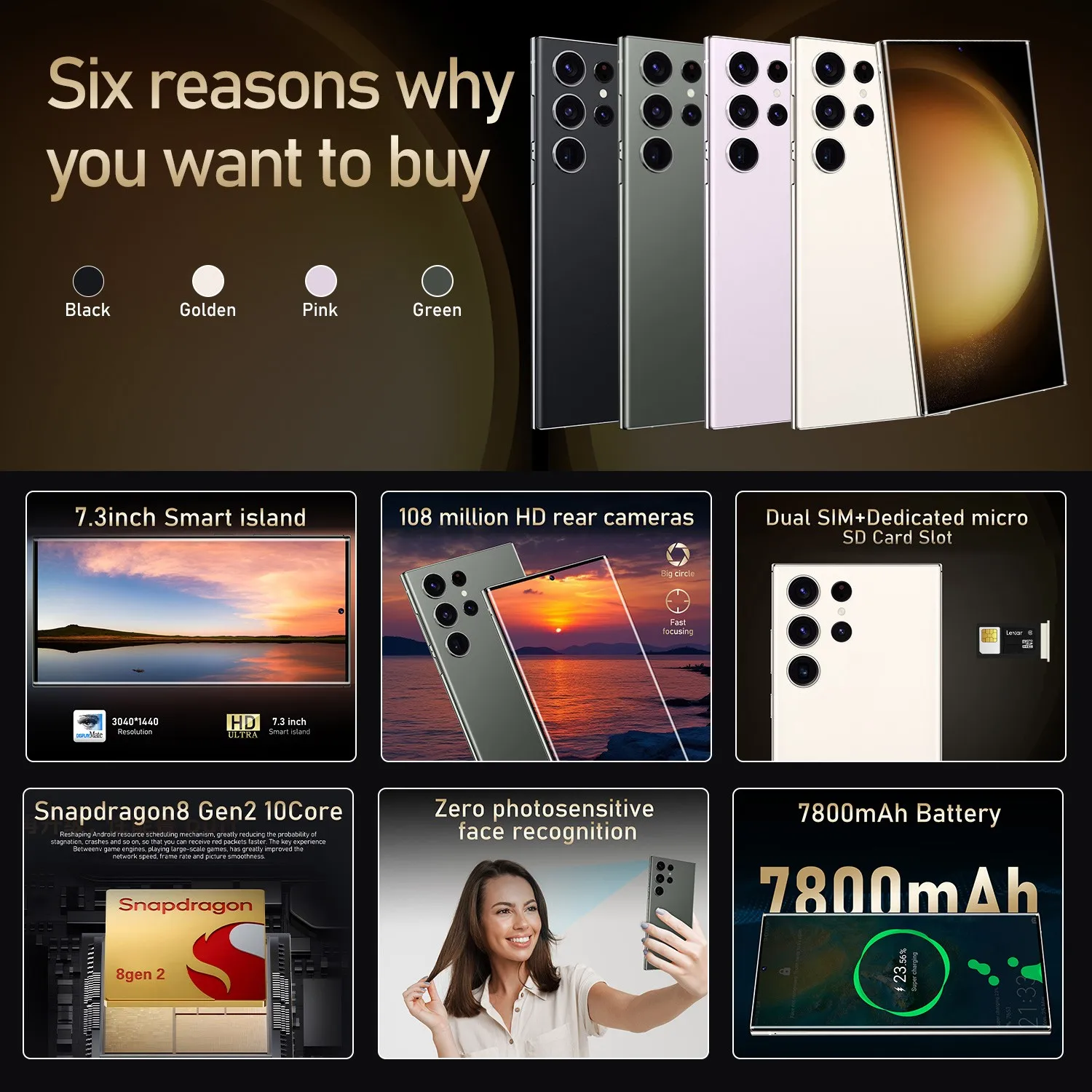 S24 ULTRA 16GB+1TB 72MP+108MP 7.3 Inch Mobile Smartphone Big Battery Android 14 Cell Phone - Image 3