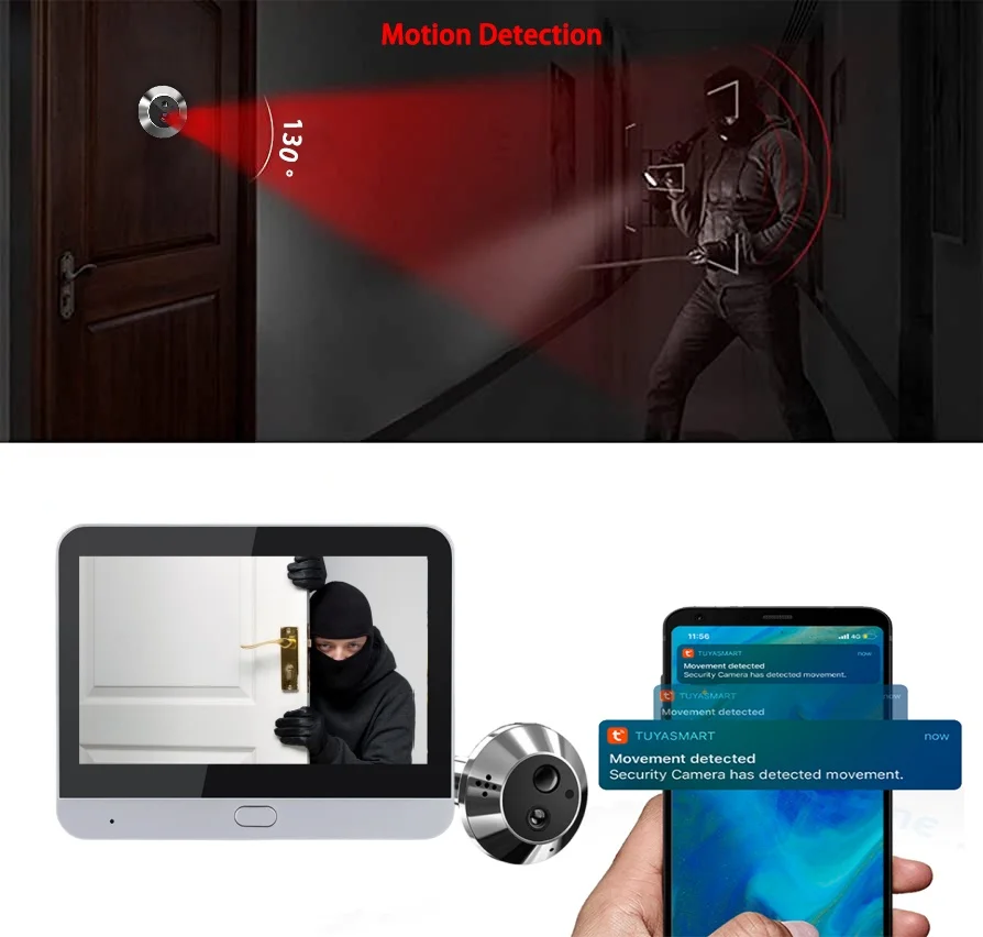 OEM Factory Smart Life 3MP Video Door Phone with Two-Way Speaker and Camera Home Security Peephole Works with Alexa - Image 2