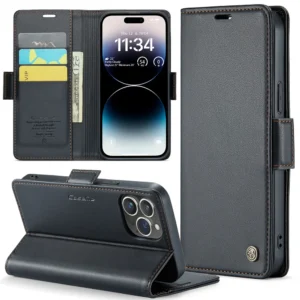 Caseme Flip PU Leather Multi-Function Wireless Magnetic Charging With Holder Wallet Card /14/13 Pro MAX for iphone 15