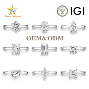 Factory Wholesale Custom IGI Certified HPHT CVD VVS1 Lab Grown Diamond Filled 14K 18K Solid Gold Engagement Ring Unisex