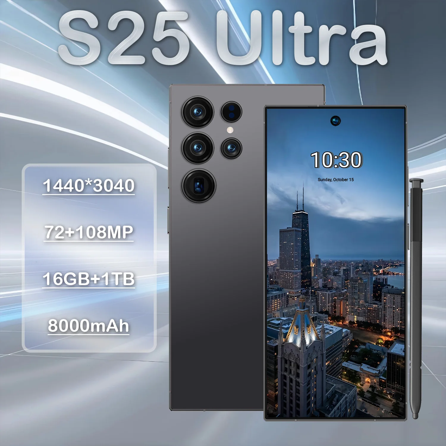 Ergonomic Grip S25 Ultra 7.3Inch 16GB+1TB 5G Dual SIM Smartphone with HD OLED 90Hz Display LTE Android 13 8000mAh+ Battery - Image 3