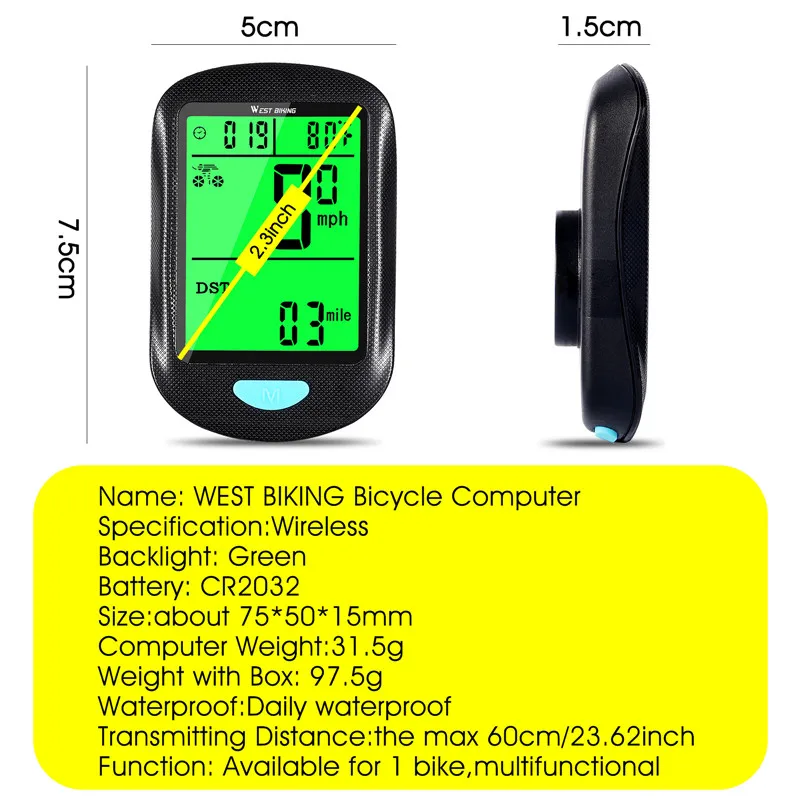WEST BIKING New Waterproof Solar Exercise GPS Bike Cycling Bicycle Computer Cycle Wireless Multi-Function Bike Bicycle Computer Pack of 2 - Image 3