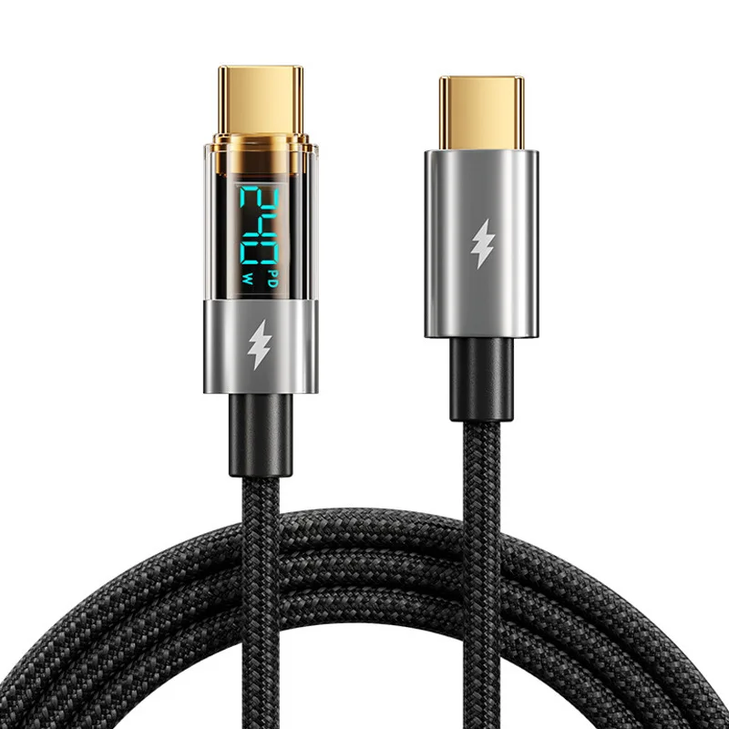 Trending 1M 27W 100W 240W USB C to Type C Braided Data Cable with LED Display PD Fast Charging Phone Cable for iPhone Samsung - Image 4