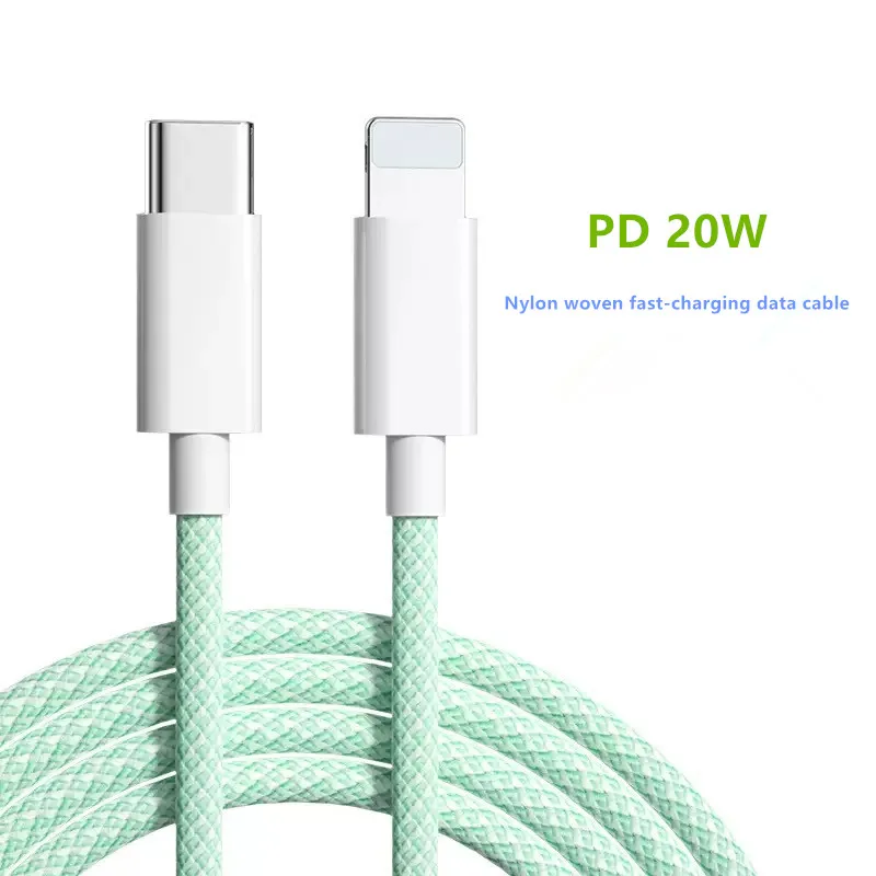 PD20W C to L Fast Charging Cable for IP 14/13/Pro Max/iPad 1m Nylon Braid Data Cord Pack of 10