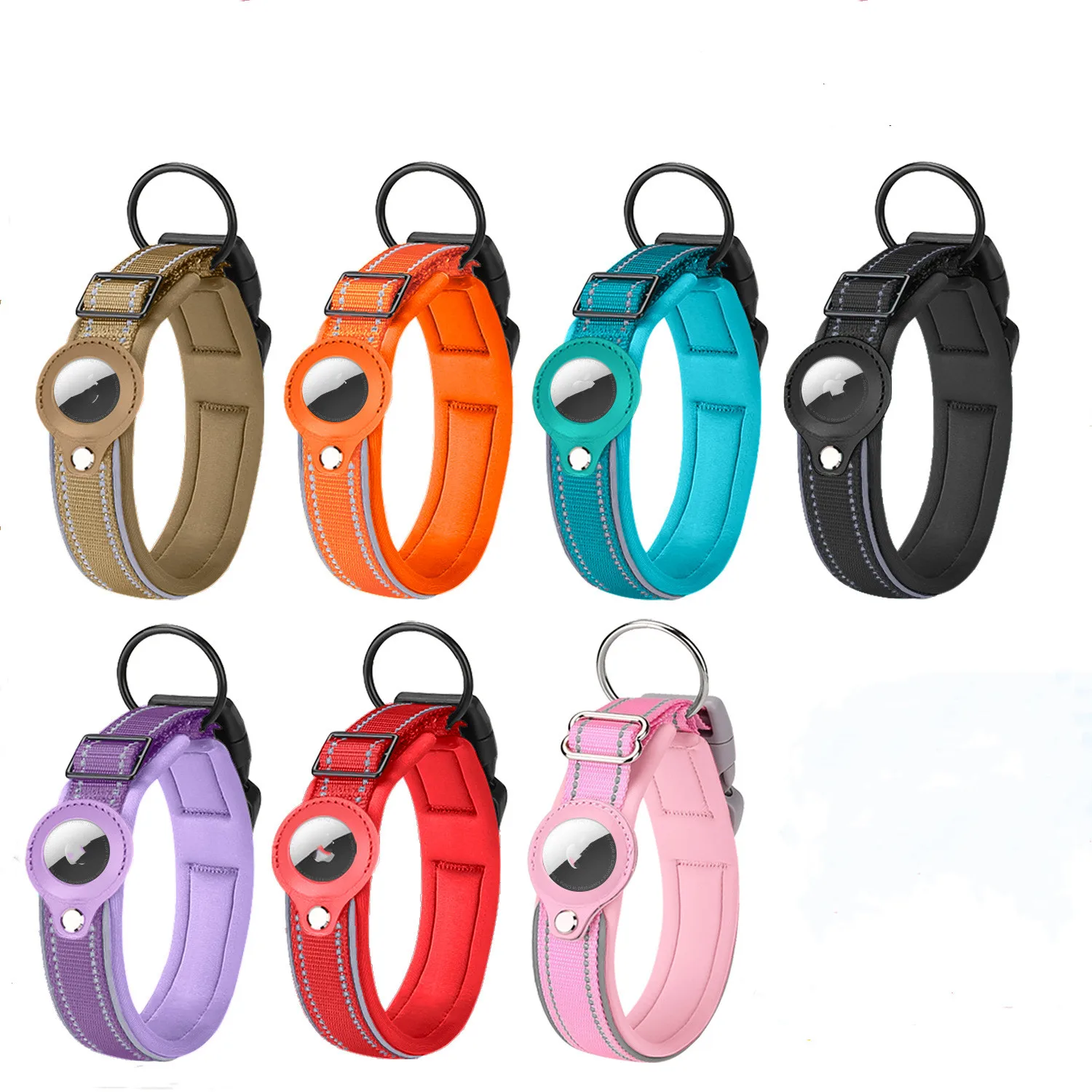 Reflective Nylon Fiber Dog Tracking Collar with Lights Solid Pattern GPS Anti-Loss Positioning Device for Pets