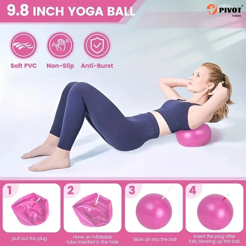 Yoga Pilates 5 PCS Set Pilates Circle Hip Belt Yoga Ball Pilates Magic Ring Set for Stretch Exercise Fitness Workout - Image 4