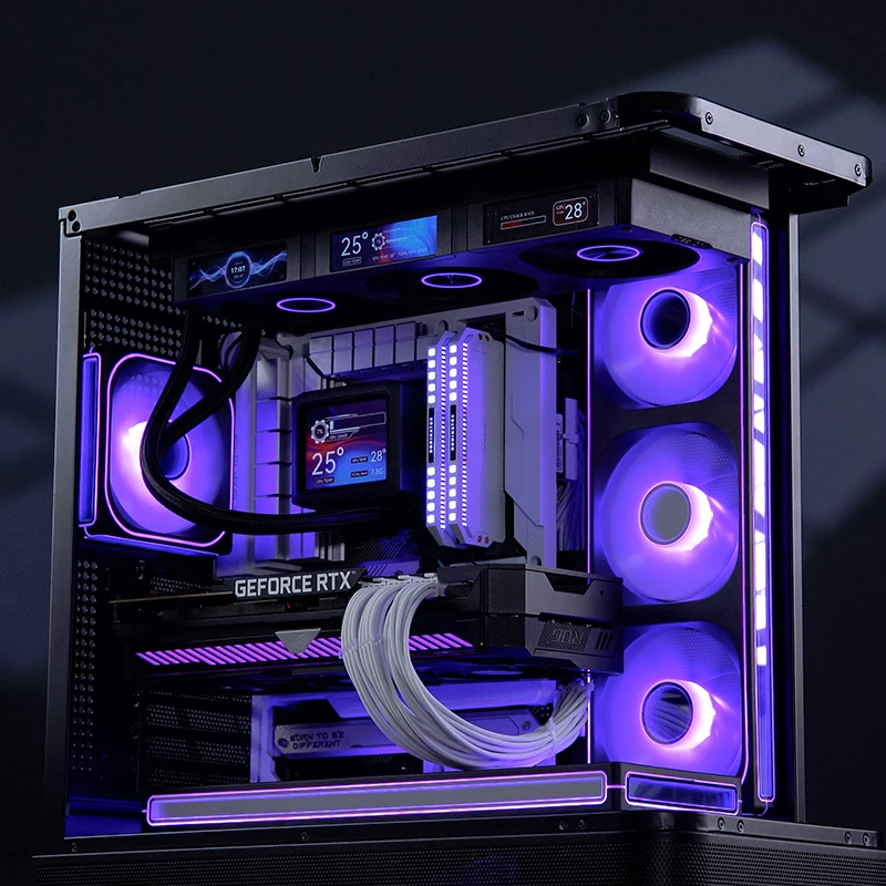 Jonsbo ZC-360 White Case Fan RGB Sync ARGB Light 3-Side PWM Ball Bearing 21.46-62.40 CFM Airflow 700-2400 RPM for Cooling - Image 3