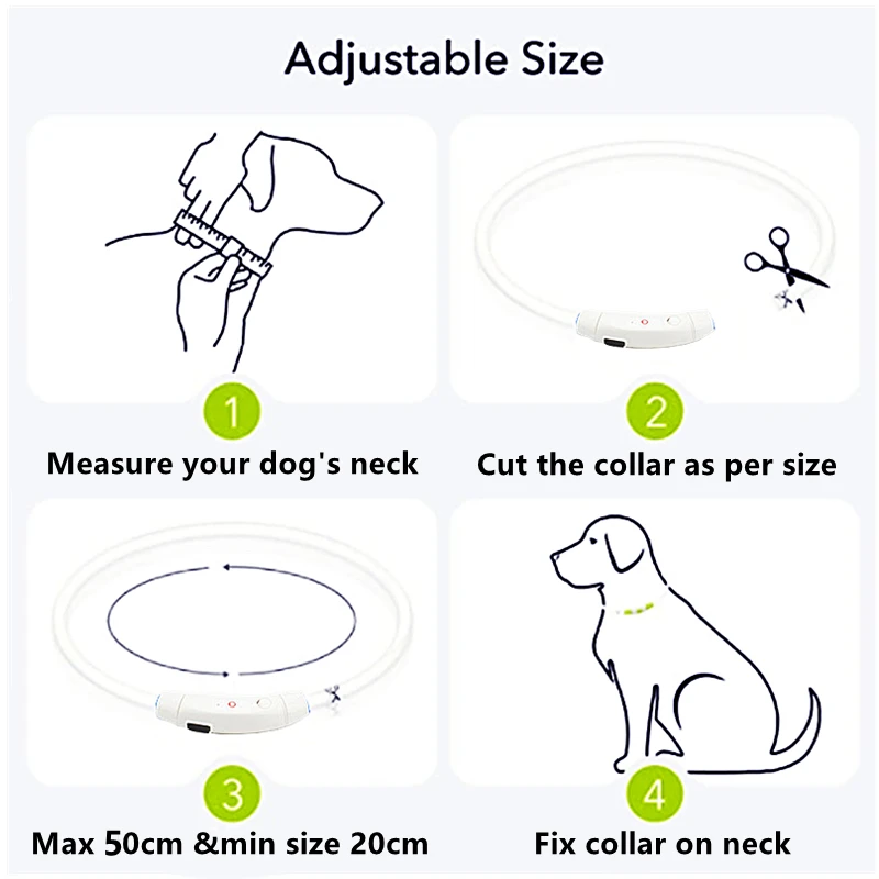 New Waterproof Flashing Light up Dog Necklace USB Rechargeable Pet Collar Night Safety Luminous Glow in Dark Led Dog Collar Pack of 10 - Image 2