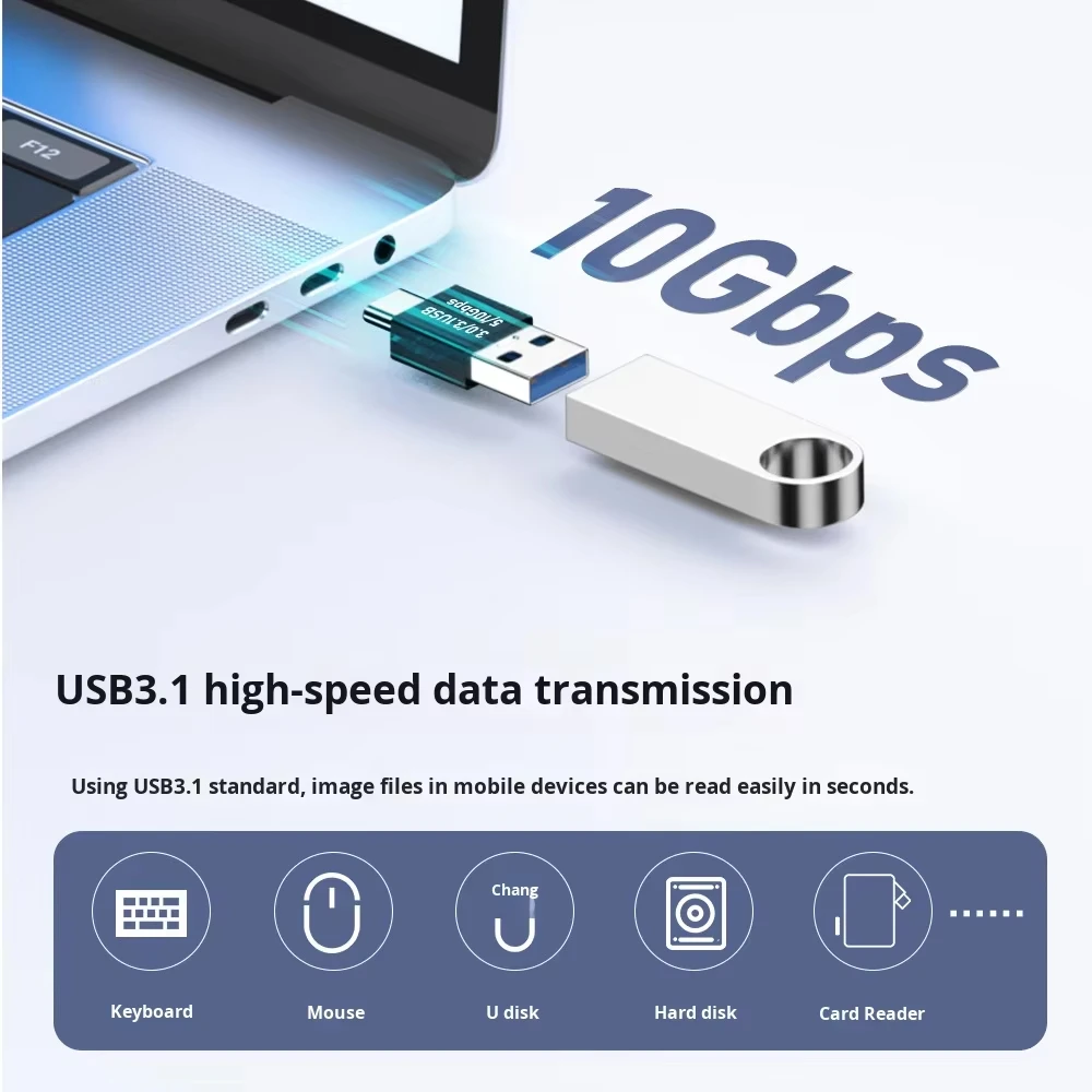 JILIAN USB-A to Type-C Male Adapter High-Speed Transmission Converter Universal Fast Charging 10G Fast Charging OTG Usb Adapter Pack of 100 - Image 3