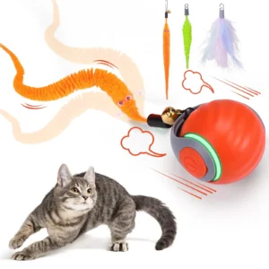 Teasing Cat Ball Electric Silicone Speedy Tail Cat Toy Interactive Pet Toy for Cats USB Charging Intelligent Toys Pack of 6