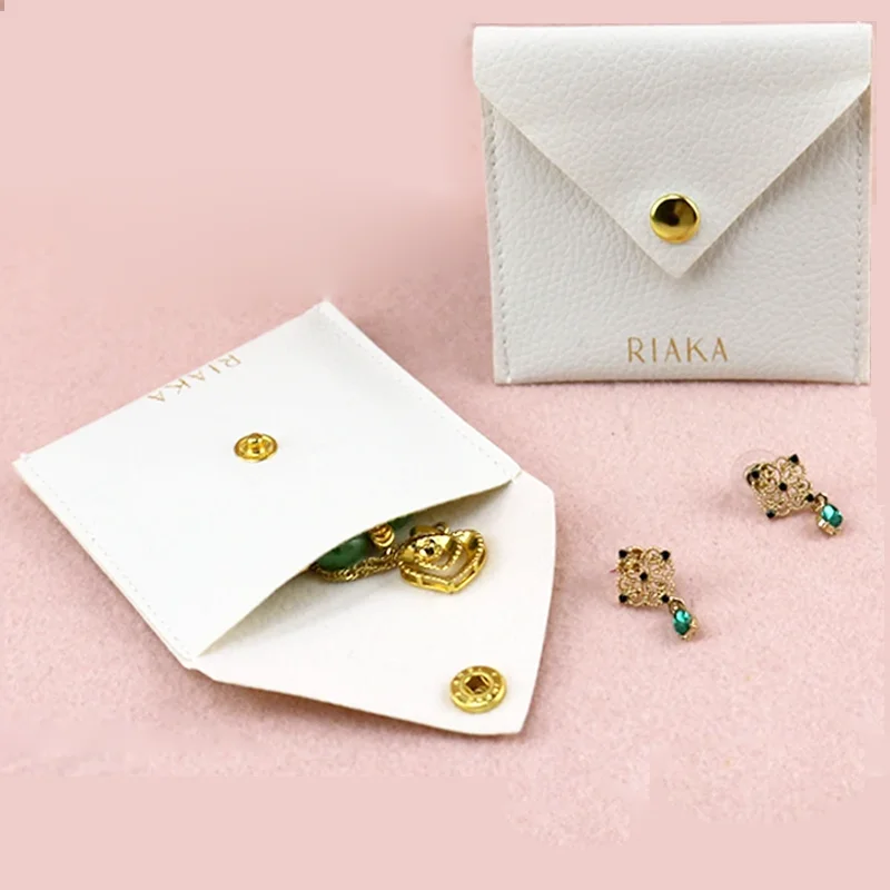 Portable PU Leather Jewelry Bag Pouch with Snap Button Custom Logo for Earrings Rings Bracelet Gift Bag Packaging Jewelry Pouch - Image 4