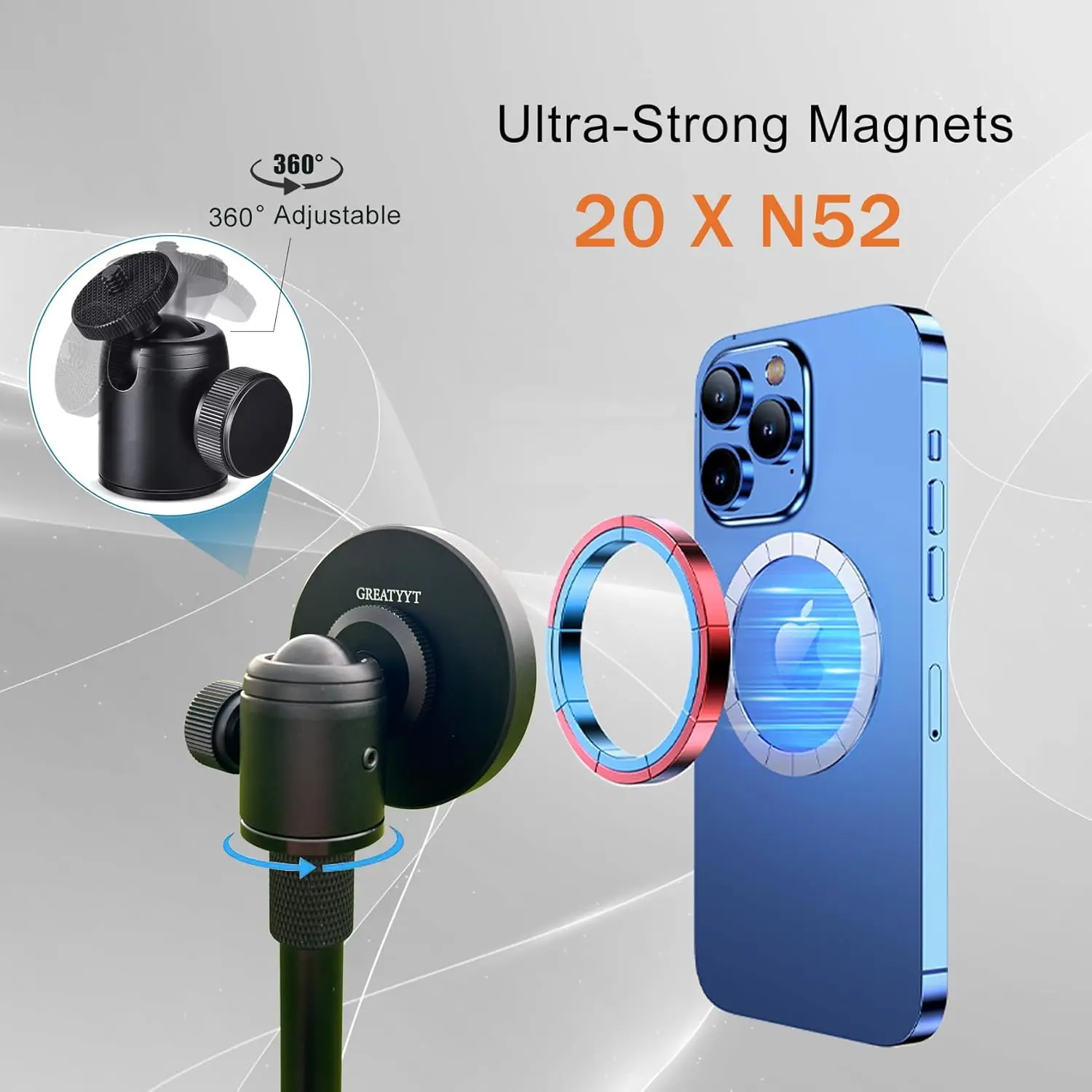 GREATYYT Monopod Magnetic Golf Phone Holder Adjustable Height Selfie Stick Outdoor Golf Tripod Golf Phone Mount for Record Swing - Image 3