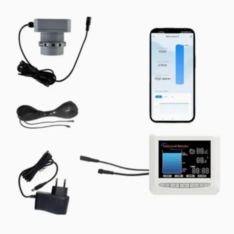 TLC2404LS Smart Farm Non-Contact Ultrasonic Water Liquid Level Monitor LCD Display for Irrigation Tanks, Livestock Water & Oil