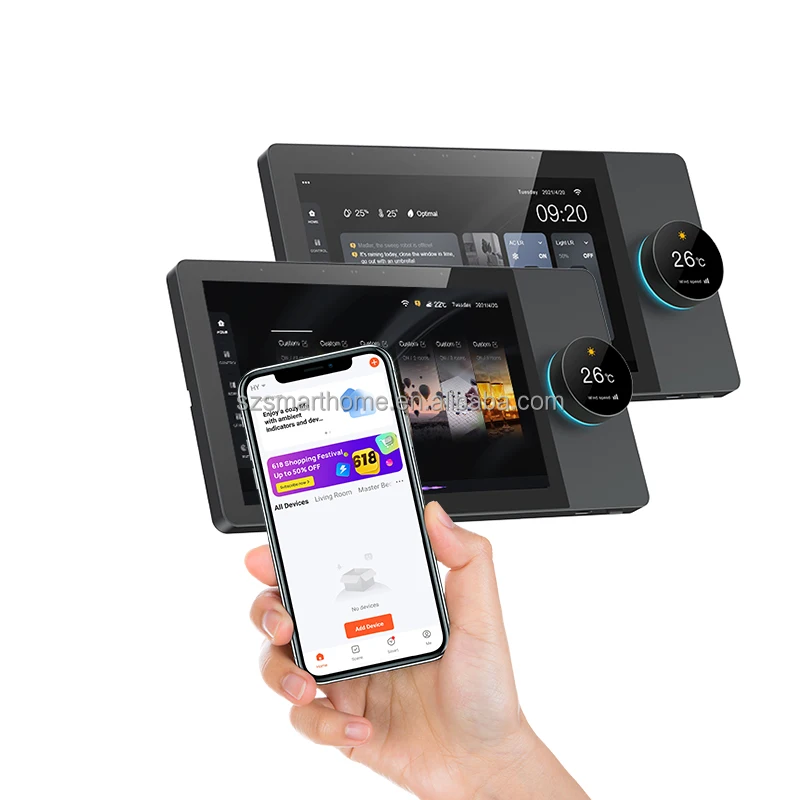 8 Inch Touch Screen Smart Home Central Control Panel Zigbee Gateway Wall Mounted with Audio Music Play Function