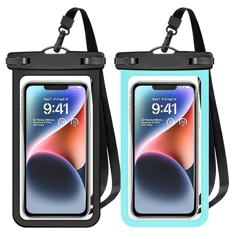 Factony Direct Sales Sports Universal Clear PVC Touchable Dry Protective Cover Waterproof Mobile Phone Bag Phone Strap Universal Pack of 10