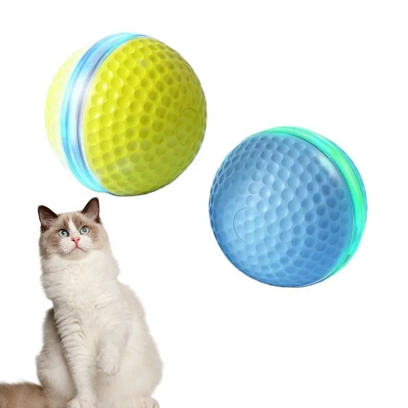 Wholesale Electric Cat Ball with LED Light Cat Rolling Smart Automatic Moving Toy Balls with Type-C Charge Pack of 20
