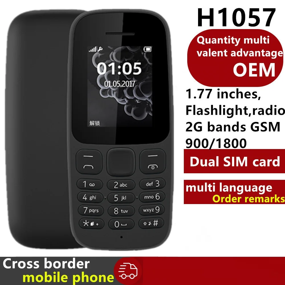 Free South American Wholesale with Full Set of Accessories 1:1 Mobile Phone H1057 Dual SIM Card Cheap Phone H1057 Unlock Phone Pack of 10 - Image 2