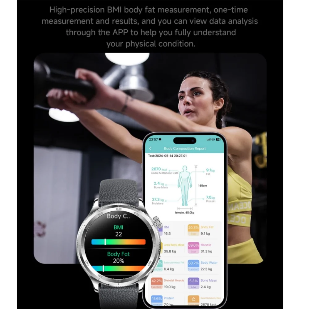 T5 ECG Smart Watch Heart Rate Sleep Pressure Monitoring BMI Measurement MET Women's Health Breathing IP68 Waterproof - Image 4