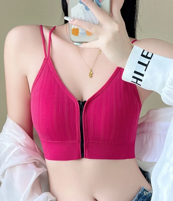 Wholesale Running Yoga Bralette Wireless Sports Front Zipper Sling Deep v No Steel Ring Bra Chest Wrap Seamless Tops Tube Bra Pack of 10 - Image 3