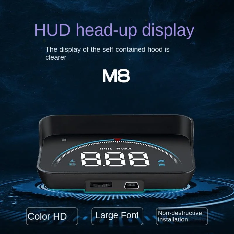 Popular M8 LED Head-Up HUD for Cars Digital Display Speed Clock Water Temperature Universal OBD Car Modification Manufacturer - Image 3