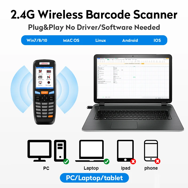 JR RF6000-2D Handheld Keyboard Terminal PDA Android Rugged Android PDA Inventory Scanner Pack of 2 - Image 2
