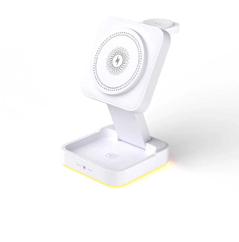 Multi-function Foldable Wireless 3 in 1 Charging Station Magnetic Phone Chargers for Smart Watch Earphone Phone with Led Light - Image 2