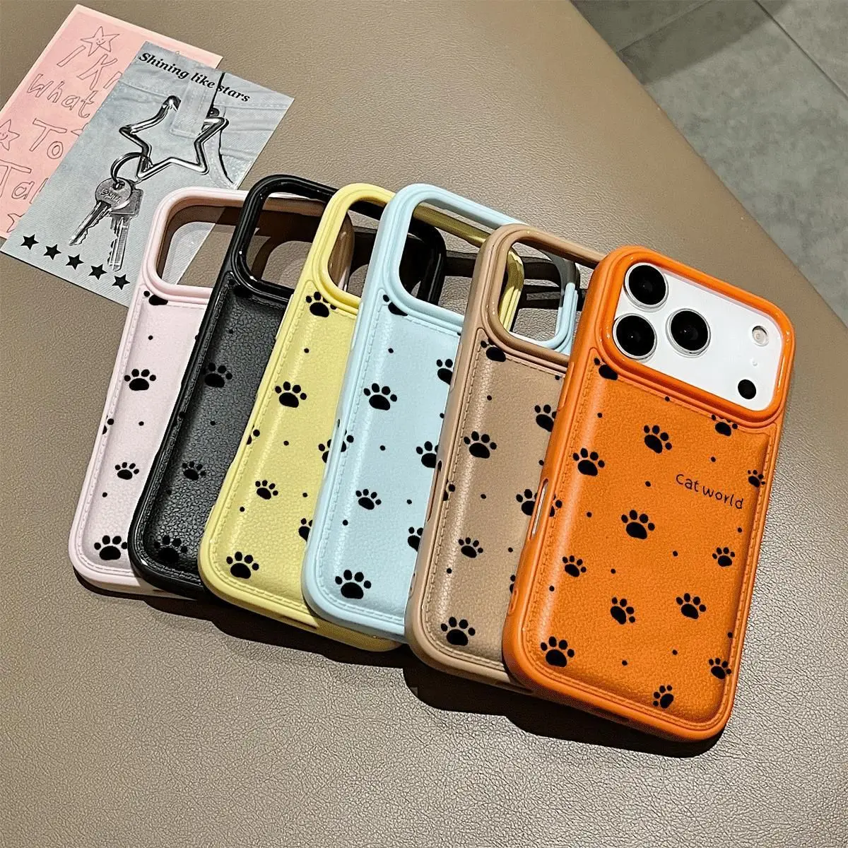 Cute Full Screen cat Imprint Pattern Case 17 Air Pro Max Drum Bag Leather Texture Shockproof Protective case for iphone 16 - Image 2