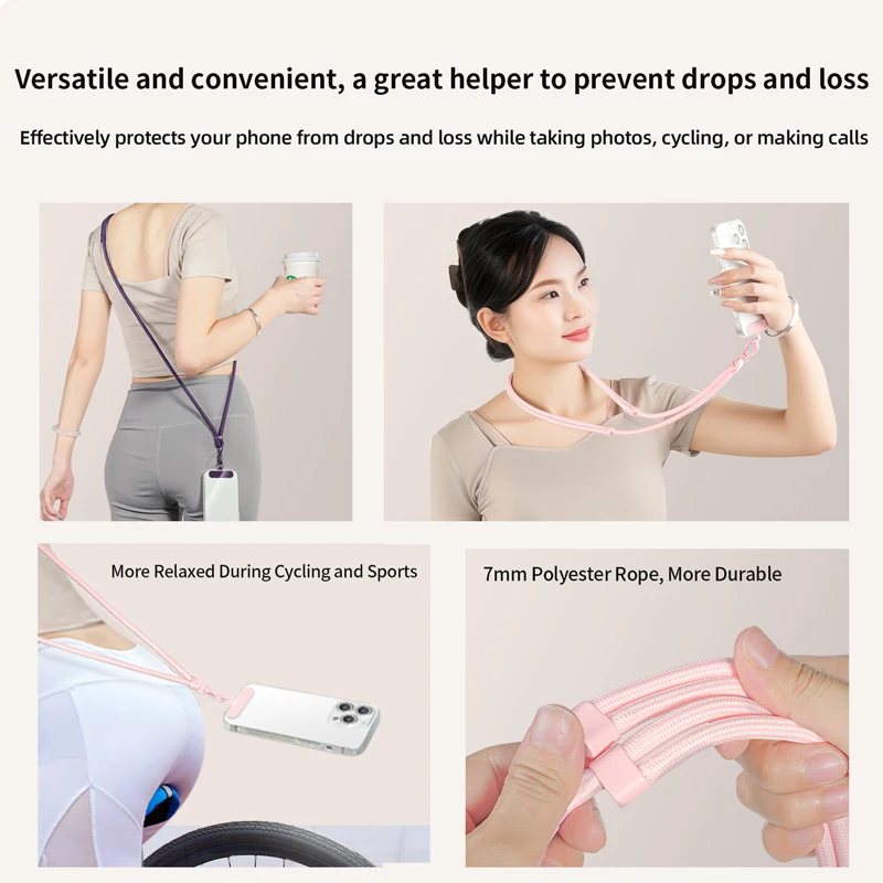 Universal Adjustable Polyester Mobile Phone LanyardNeck Crossbody Strap Rope with iPhone Tether Patch for Cell Phone Chain Use Pack of 10 - Image 2