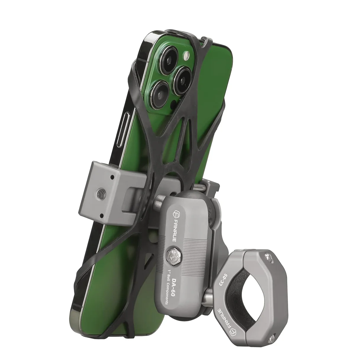 FANAUE Flexible Bike Motorcycle Phone Holder Aluminum Alloy 360 Degree Rotation Angle Adjustable Silicone Band Handlebars U-Bolt