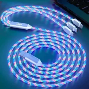 Glowing LED Light 3 in 1 Type C and USB Connectors Fast Charging Luminous Cable for iPhone Phone Accessories Pack of 200