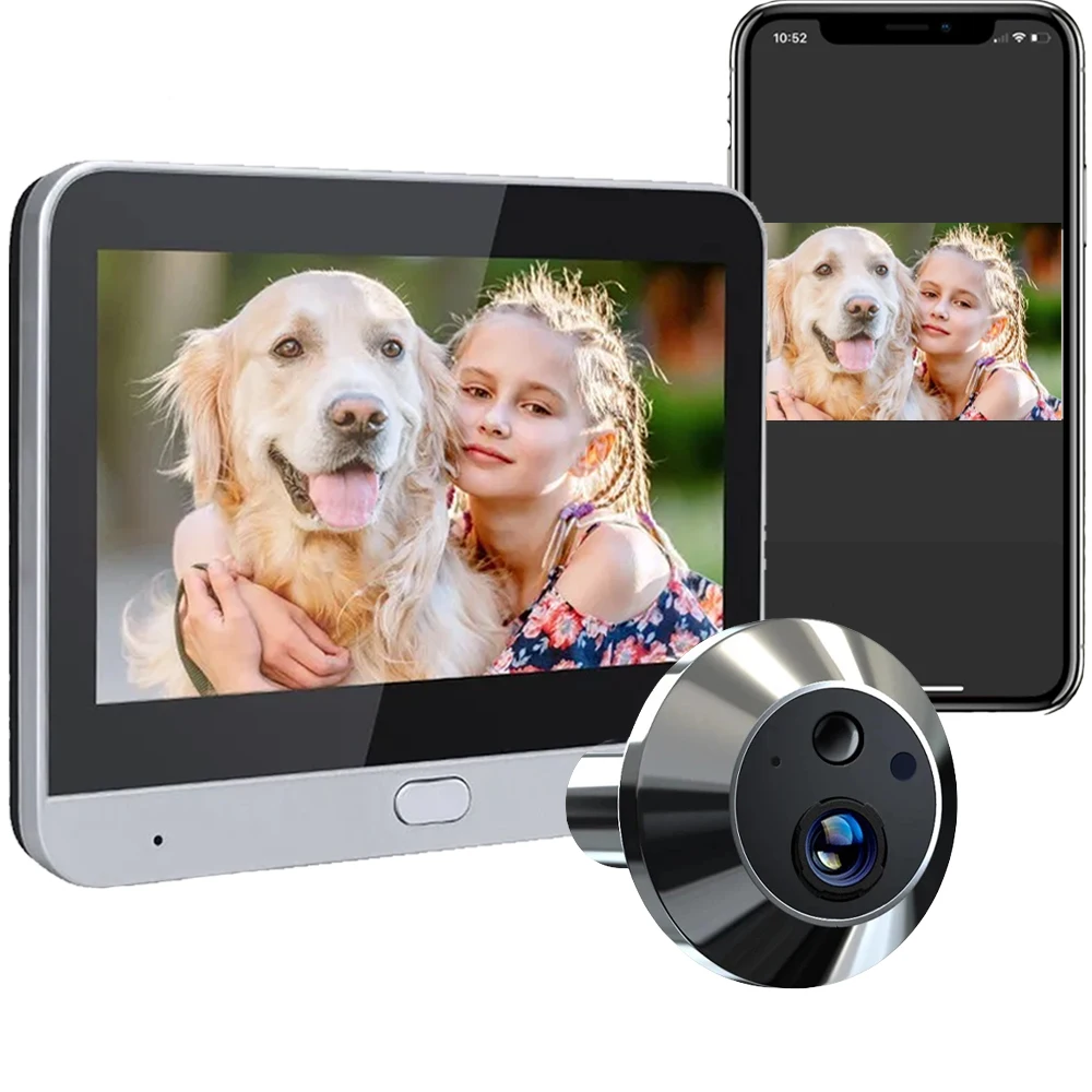 Home Smart Tuay Wireless 2.4G Wifi Peephole Video Door Camera 3MP PIR One Way Audio Security Door Eye With Camera for Apartment