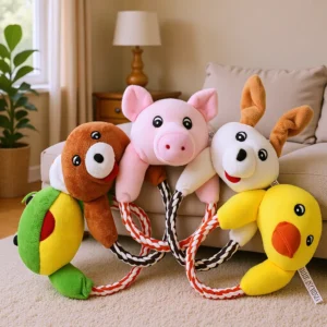 Squeaky Cotton Rope Plush Pet Dog Toy Pack of 5