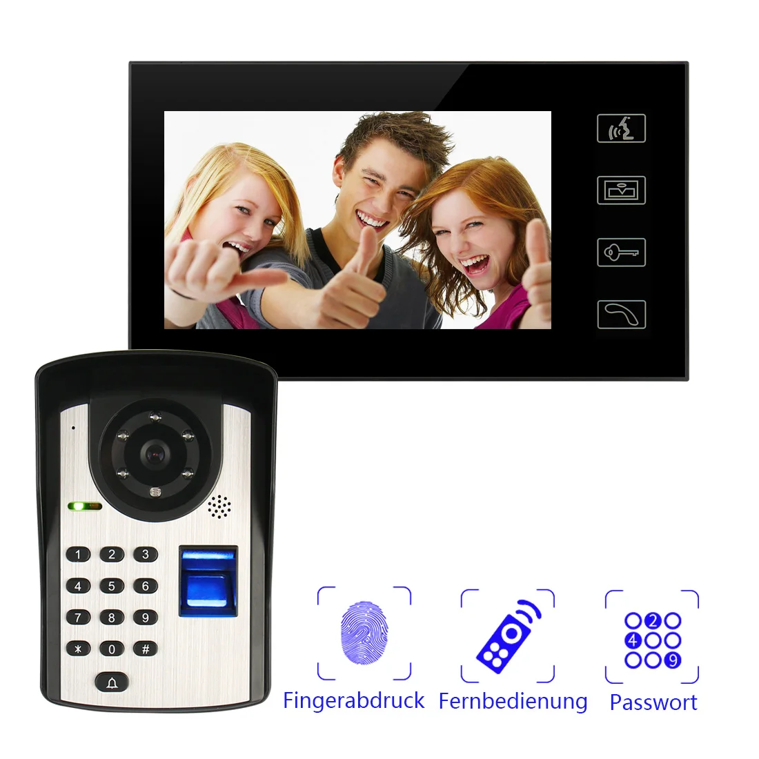 Wired 7"TFT Touch Screen Color LCD Door Phone Wired Video Intercom 1or 2 Monitor Doorbell - Image 4
