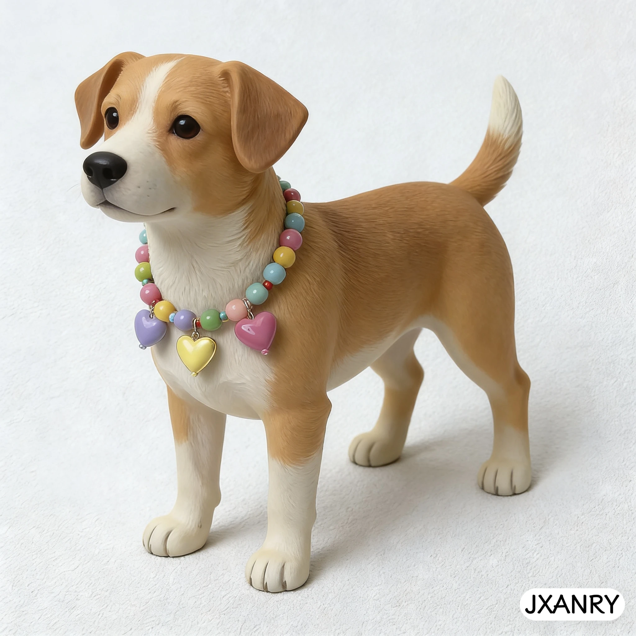 JXANRY Cat Dog Simple Style Resin Durable Beaded Sweet Cute Mixed Color Heart-shaped Pendant Necklace Collar Pet Jewelry Pack of 2