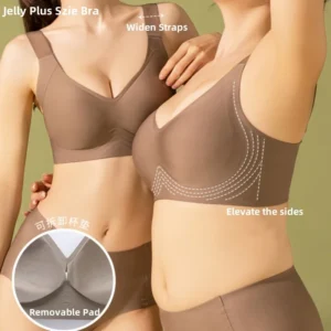 Women Intimates Full Coverage One-Piece Plus Size Push up Ice Silk Adjustment Gathering Sport Ladies Jelly Underwear Yoga BH Pack of 3