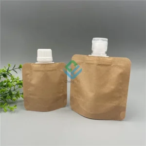 1 oz 30 Grams 100ml Kraft Paper Pouch Recyclable Stand up Spout Bag for Cosmetic Lotion Refill Liquid Pouch Pack of 100