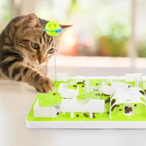 Dropshipping Interactive Cat Puzzle Feeder Slow Feeding IQ Training Mental Stimulation Treat Dispenser Eco-friendly Non-slip Pack of 2