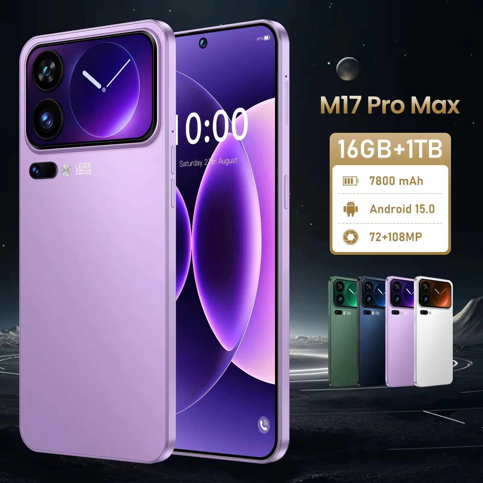 Productos Populares Global M17 Pro Max 3G 4G 5G Smartphone with Front-facing Camera 7.3-inch Display Unlocked Android 15 Pack of 2 - Image 3