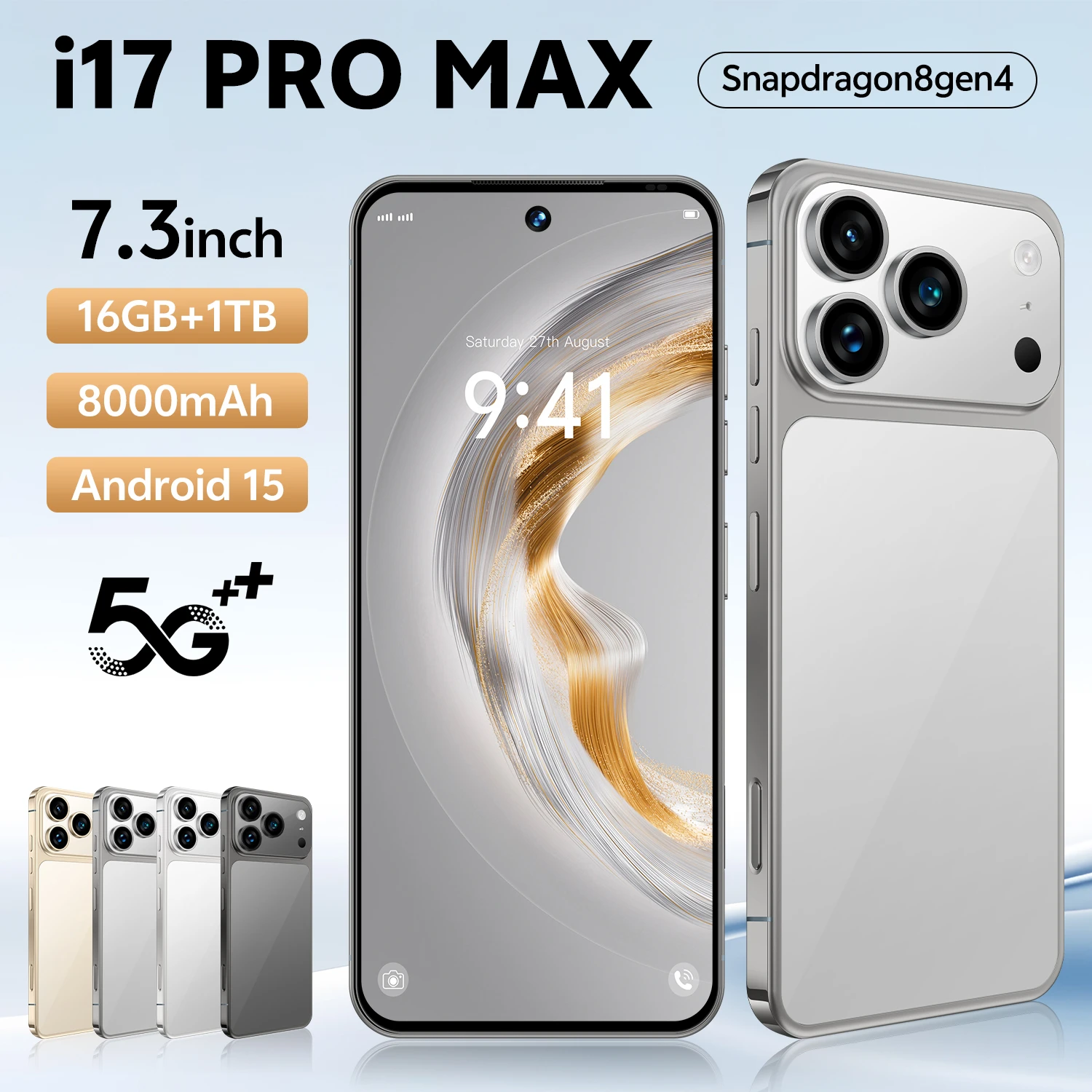 17 Pro Max 5G LTE Global Smartphone 8000mAh Battery 7.3" Inch Deca Core CPU 108MP Rear Camera HD OLED Display 120Hz Refresh Rate - Image 2