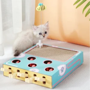 Five Hole Whac-A-Mole Cat Toy Interactive Multifunctional Corrugated Paper Grinding Claw Cat Scratch Board for Kittens Cats Pack of 2