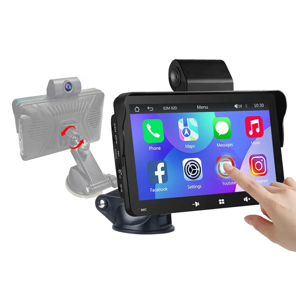 2 in 1 Car Radio Multimedia Video Player with DVR Driving Recorder AHD Cam MP5 Stereo FM Transmit Wireless Carplay&Android Auto