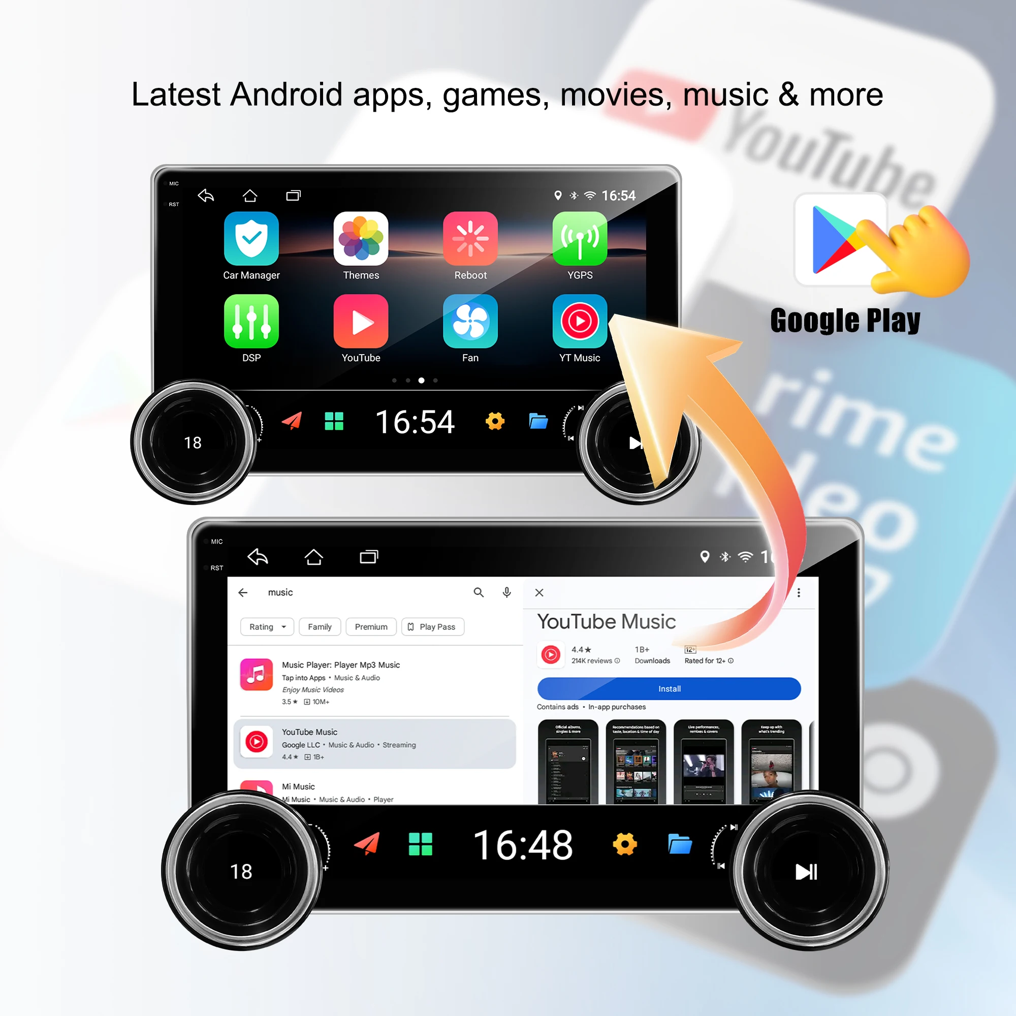 10.1 Inch Automotive Multimedia System Android Auto DSP Car Play Diamond 2K Infinite Dual Knob Car Radio Screen - Image 4