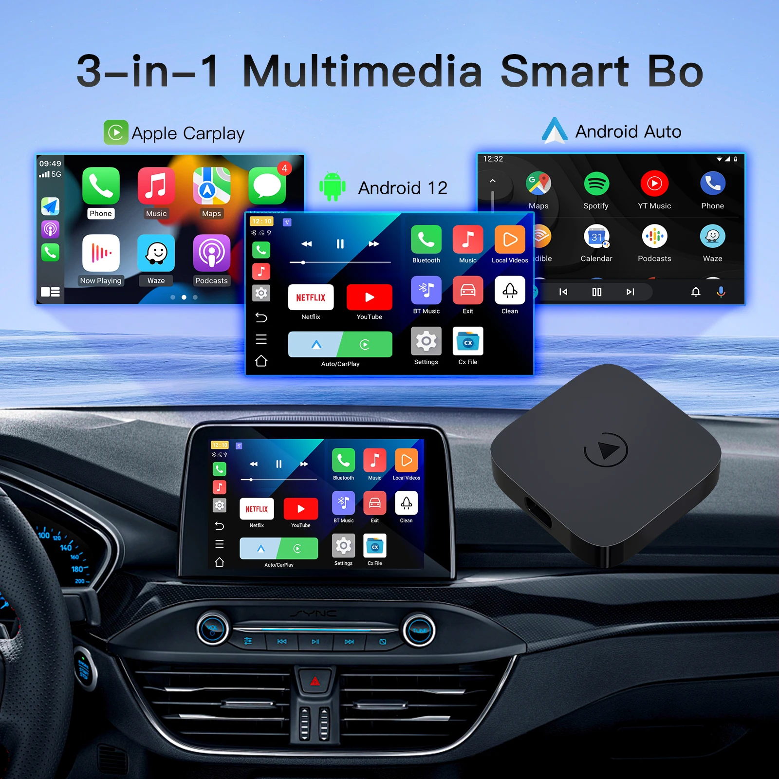 Wireless Apple CarPlay Android Auto AI Box with Android12 2+16GB Smart Youtube Netflix TV Car Play for Factory Wired CarPlay - Image 2