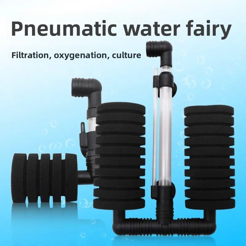 Xinyou Eco-Friendly Betta Fish Shrimp Aquarium Accessory XY-2822 Double Head Sponge Filter Quiet Pneumatic Filtration Pack of 2 - Image 3
