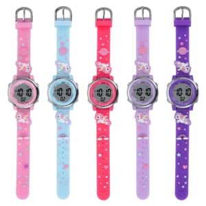 Custom Waterproof Digital Children's Watch Stop Alarm Wearable Sports Device for Kids 3BAR Water Resistant 24 Month Battery Life