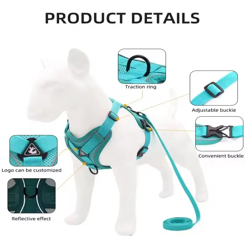 Joysing Adjustable Reflective Polyester Pet Dog Harness No-Choke Soft Padded with Easy Control Training Handle for Dogs Cats Pack of 3 - Image 3