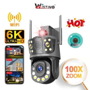 Wistino Icsee 6K Outdoor Wifi Three Lens 100x Optical Zoom Ip Camera Human Detection Color Night Vision Cameras Wifi