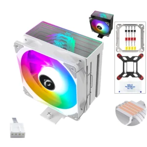 QiuzAim Desktop 4 Heat Pipe LGA2011/1700 Heat Sink Computer 120mm Thousand Layer Mirror X99 CPU Fan 4-pin air Cooling AM4/I7/I5