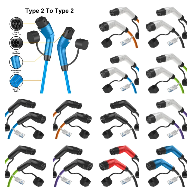 Manufacture TUV Mark Certified Dual Type 2 to Type 2 EV Charging Cables 3.5-22KW Flame Retardant Custom Logo Cross-border Supply Pack of 2 - Image 3