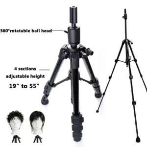 140cm Heavy Duty Wig Tripod for Mannequin Head Making Hair Weave Tripod Stand for Mannequin Head Aluminum Alloy Wig Tripod